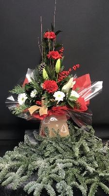 Red Christmas Box Arrangement