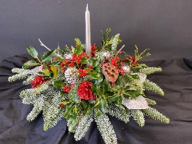 Silver Christmas Candle Table Arrangement