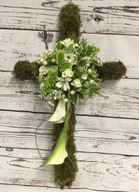 Eco Friendly Moss and Floral Cross